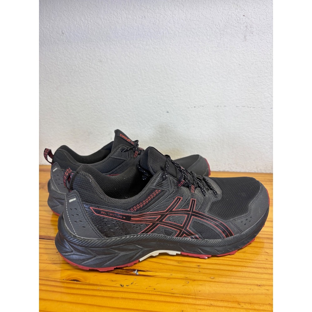 Asics Gel-Venture 9 Running Shoes Mens 12 Black Red Extra Wide 1011B488 Trail